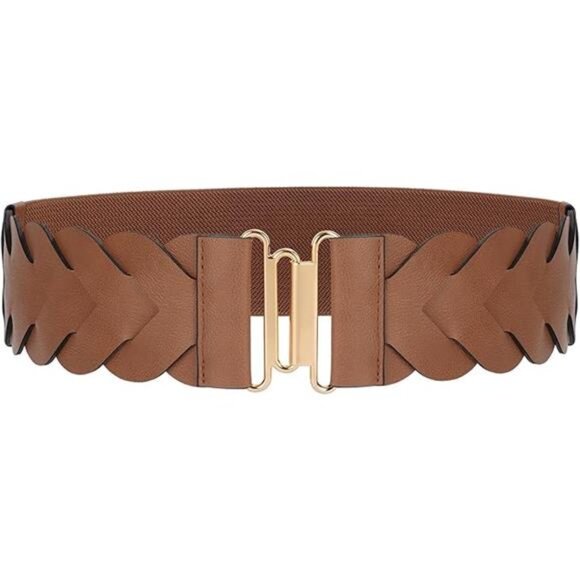 ✨ Women’s Braided Wide Elastic Belt | Faux Leather Stretch Waist Belt - Picture 2 of 2